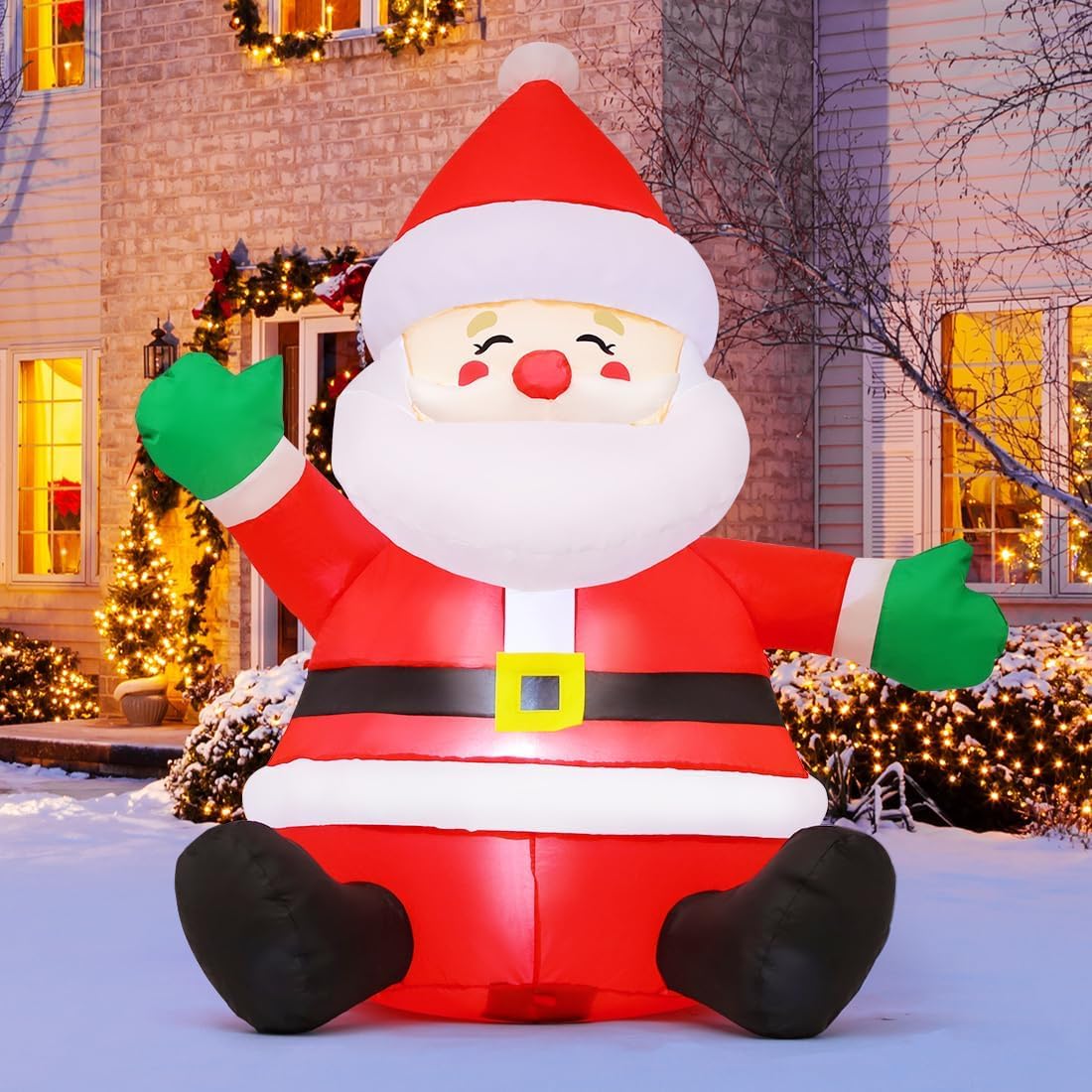 Inflable de Papá Noel con cara feliz